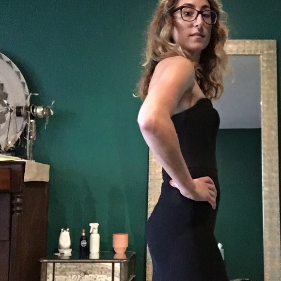 Halston Heritage Black Strapless Midi Dress - Picture 4 of 8